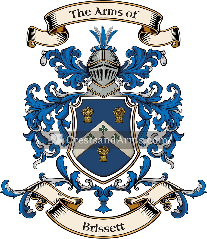 The Brissett coat of arms, drawn from the recorded blazon