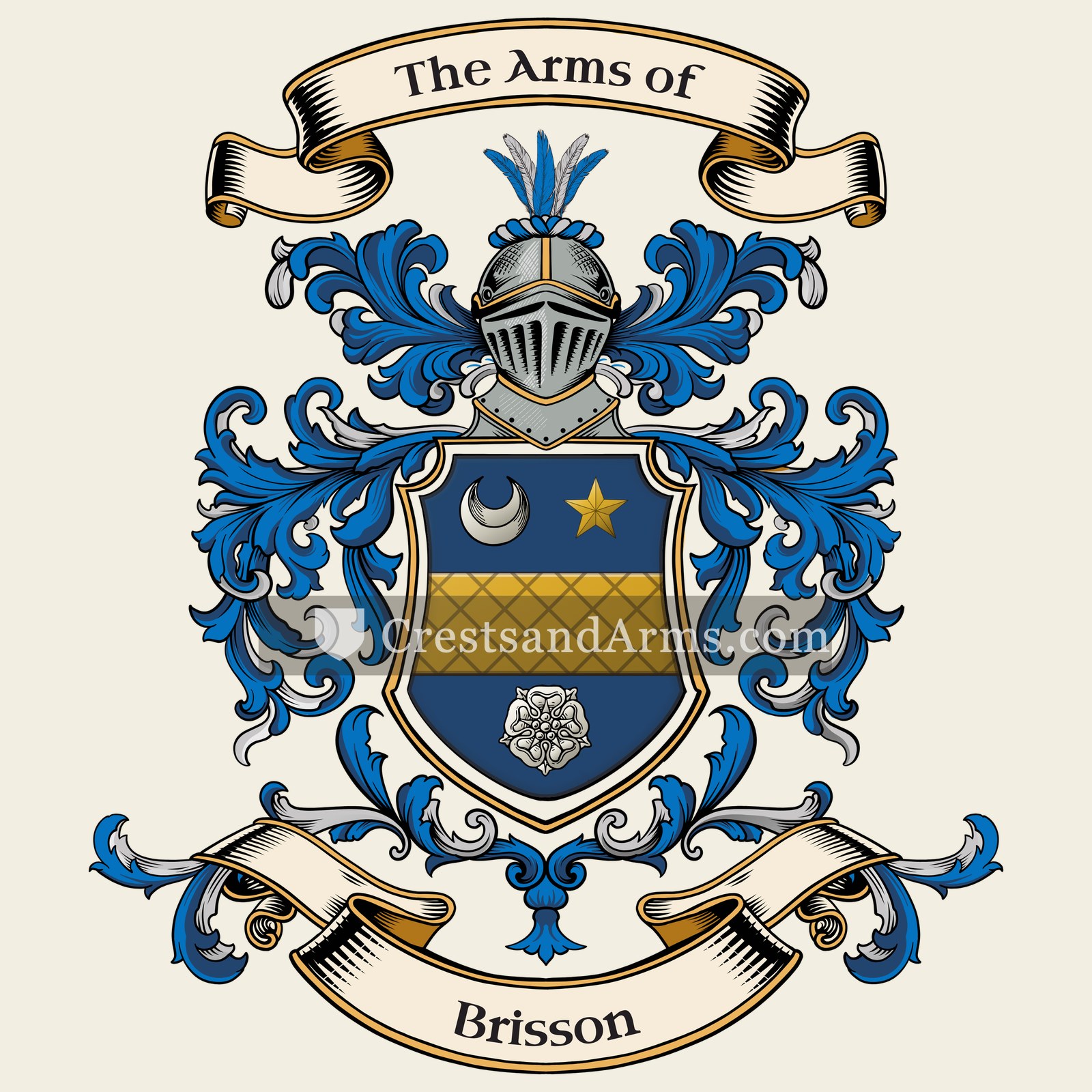 The Brisson coat of arms, drawn from the recorded blazon