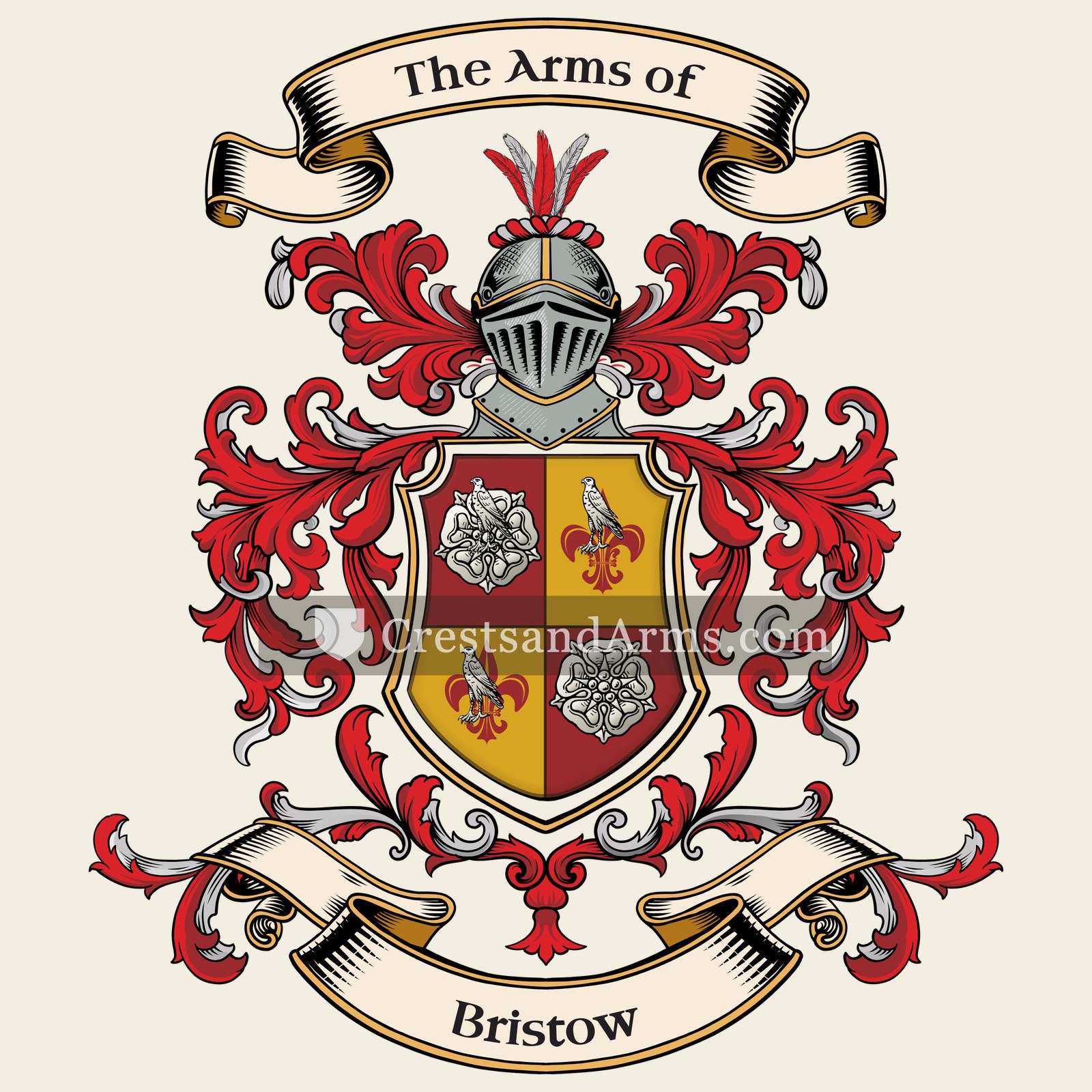 The Bristow coat of arms, drawn from the recorded blazon