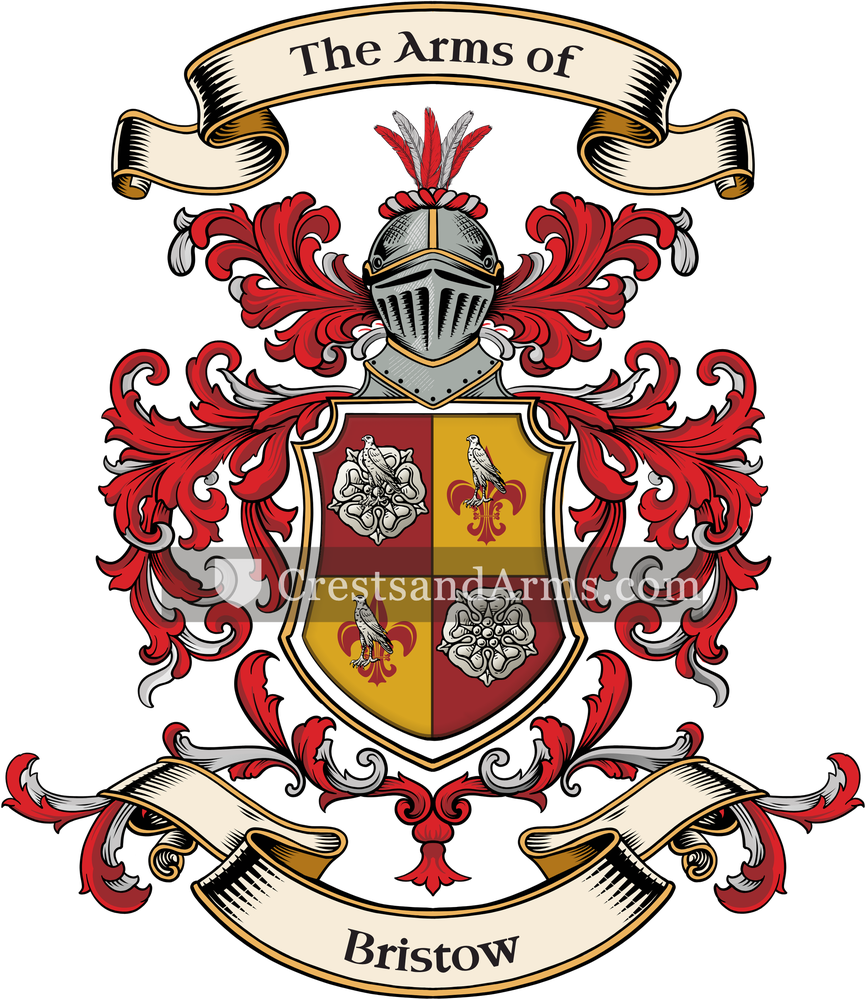 The Bristow coat of arms, drawn from the recorded blazon