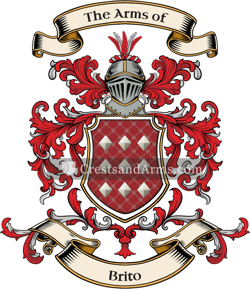 The Brito coat of arms, drawn from the recorded blazon