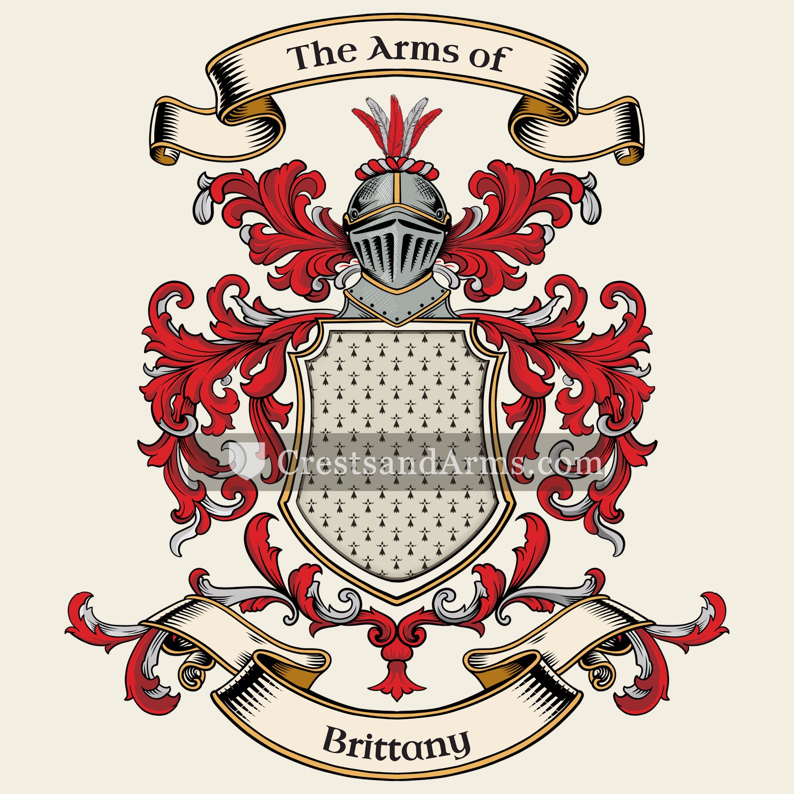The Brittany coat of arms, drawn from the recorded blazon