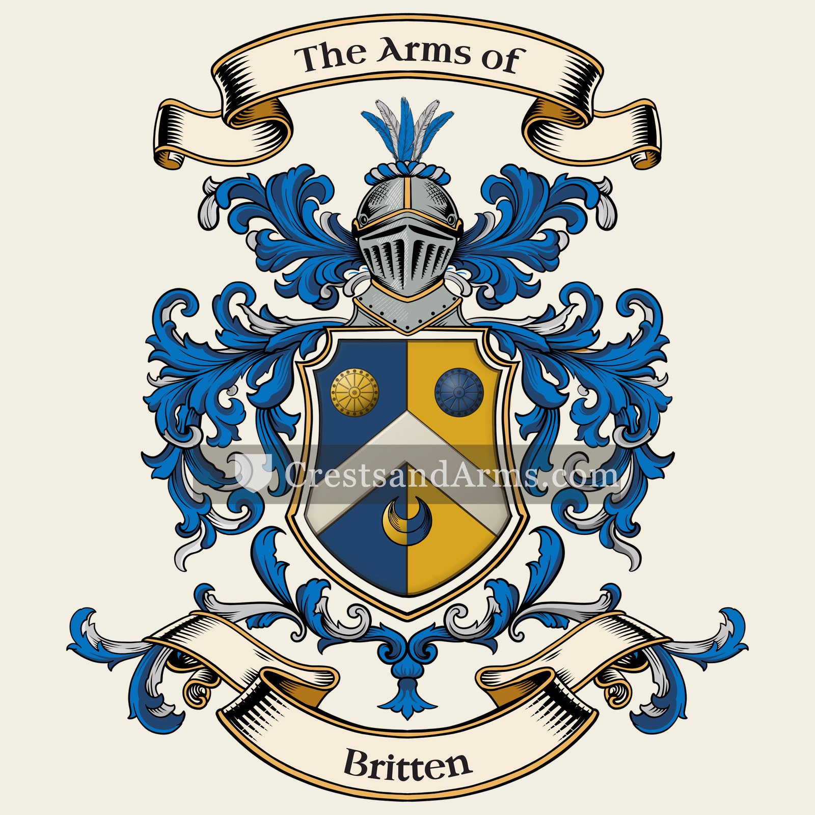The Britten coat of arms, drawn from the recorded blazon