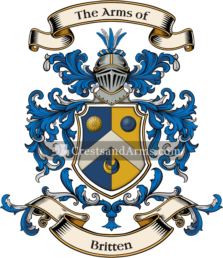 The Britten coat of arms, drawn from the recorded blazon