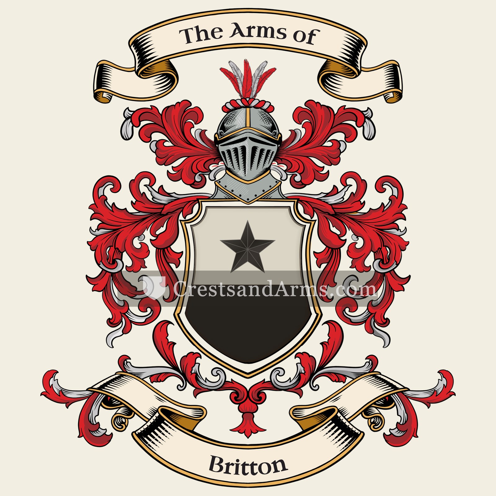 The Britton coat of arms, drawn from the recorded blazon