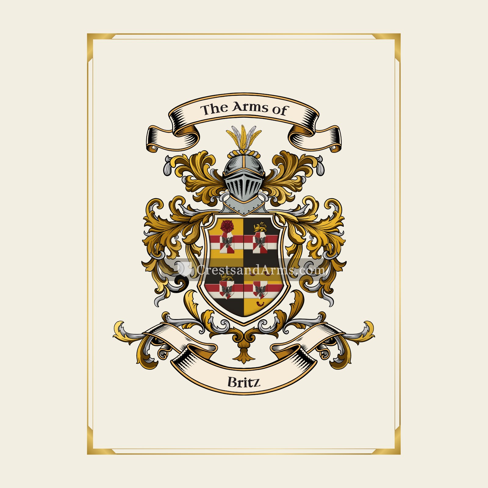 With gold border
