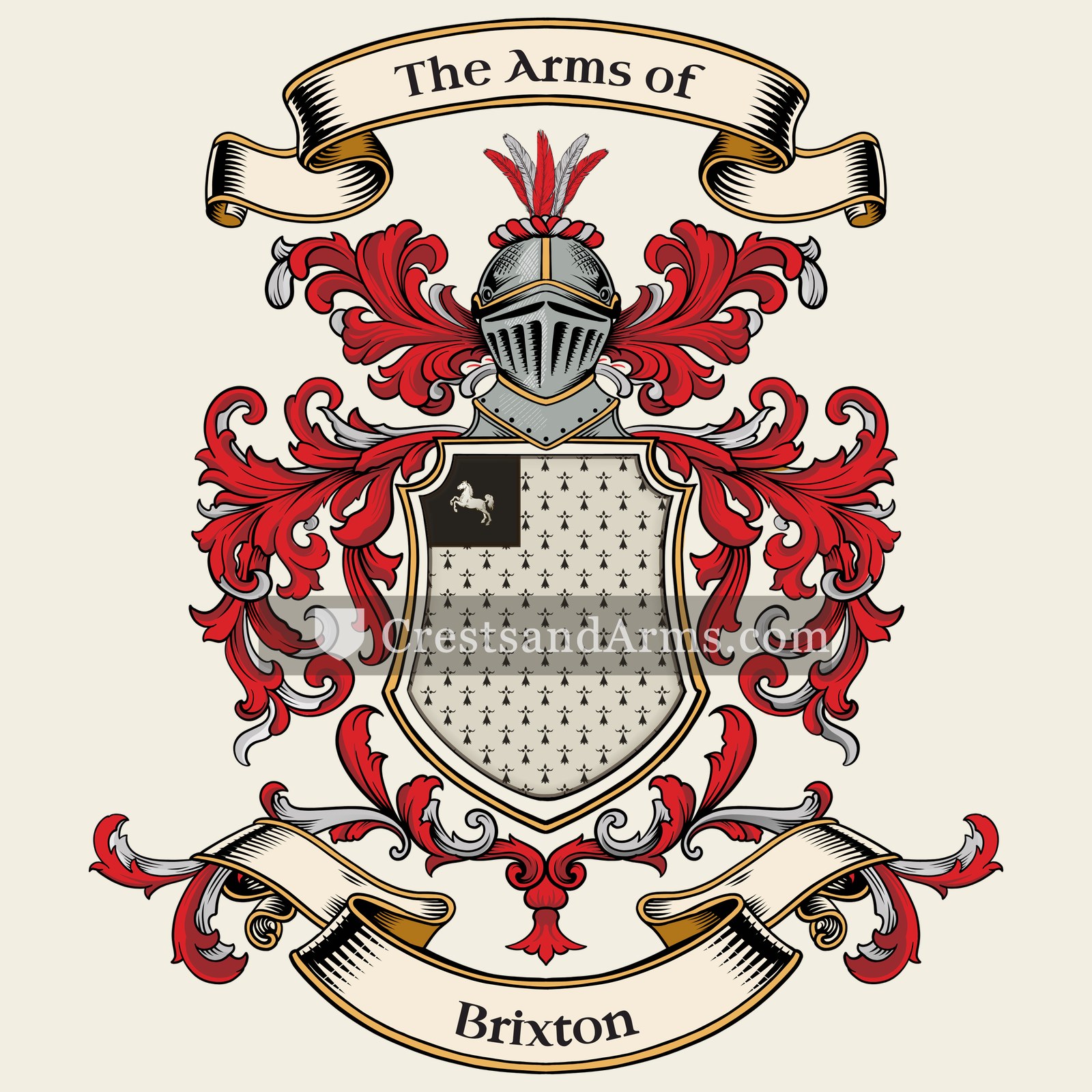 The Brixton coat of arms, drawn from the recorded blazon