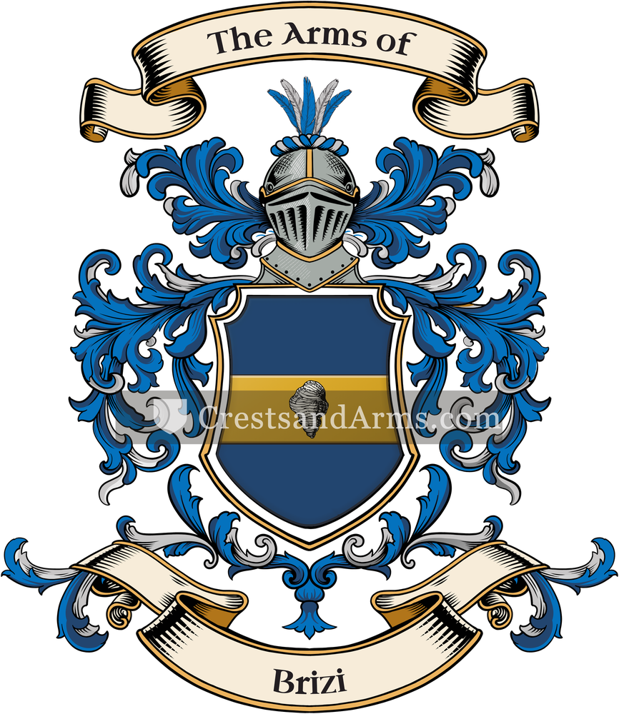 The Brizi coat of arms, drawn from the recorded blazon