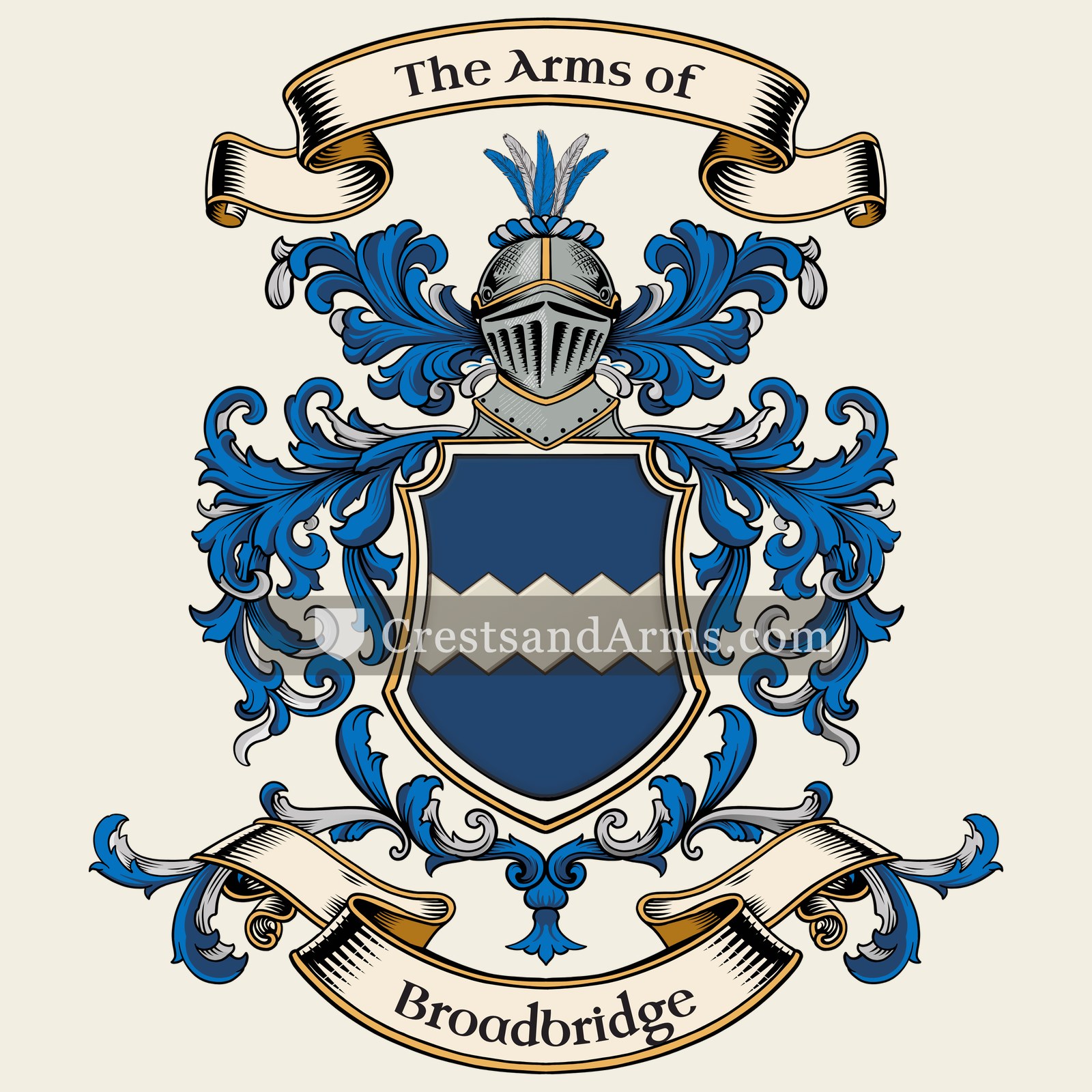 The Broadbridge coat of arms, drawn from the recorded blazon