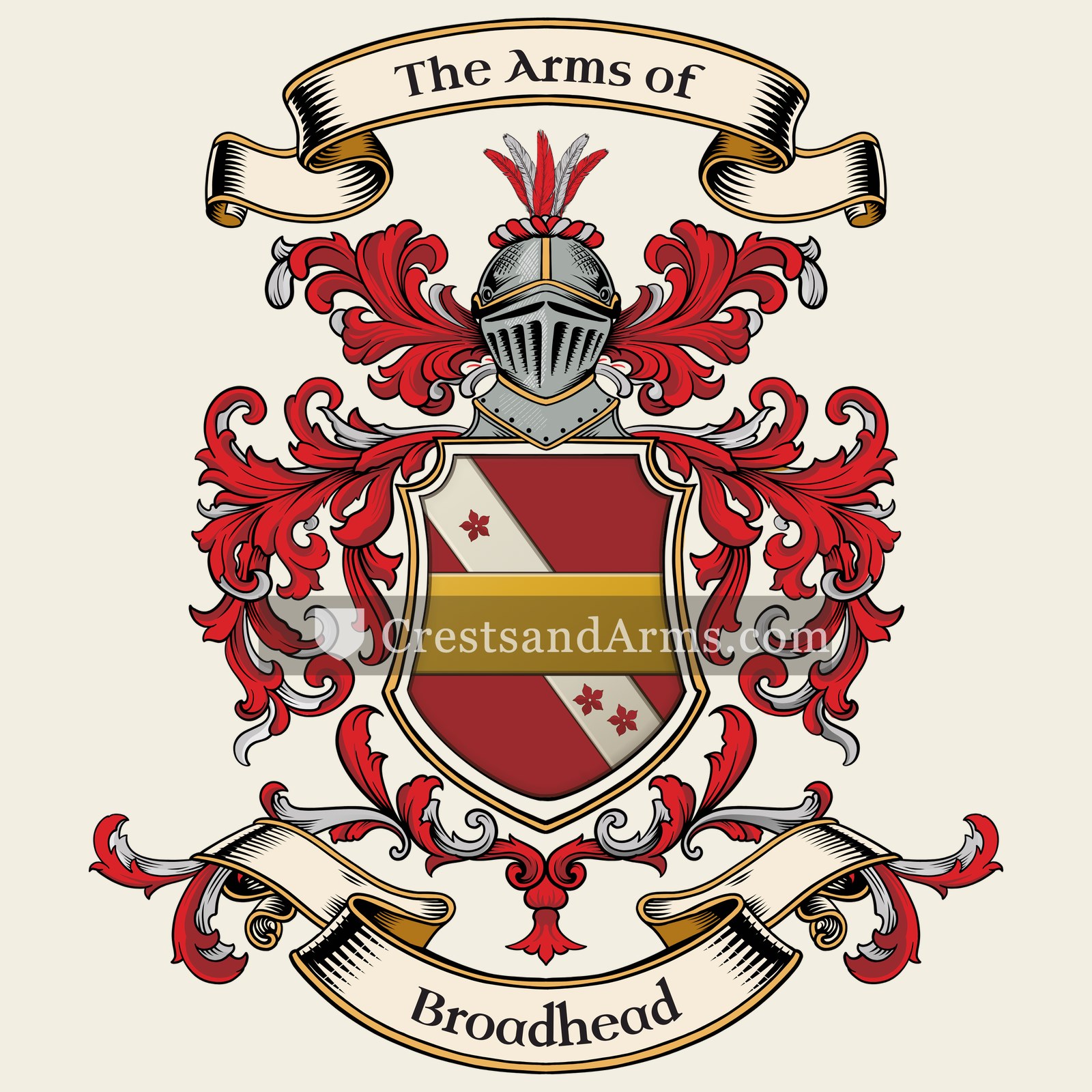 The Broadhead coat of arms, drawn from the recorded blazon