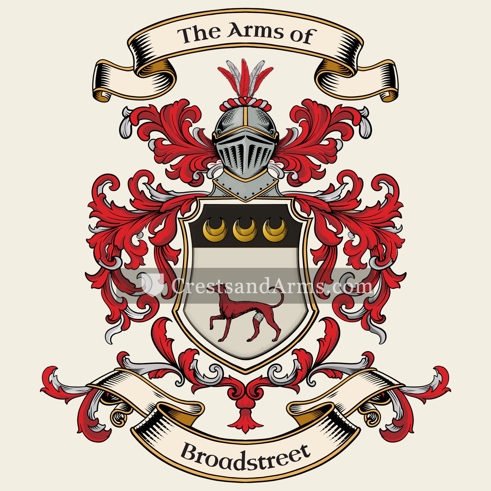 The Broadstreet coat of arms, drawn from the recorded blazon