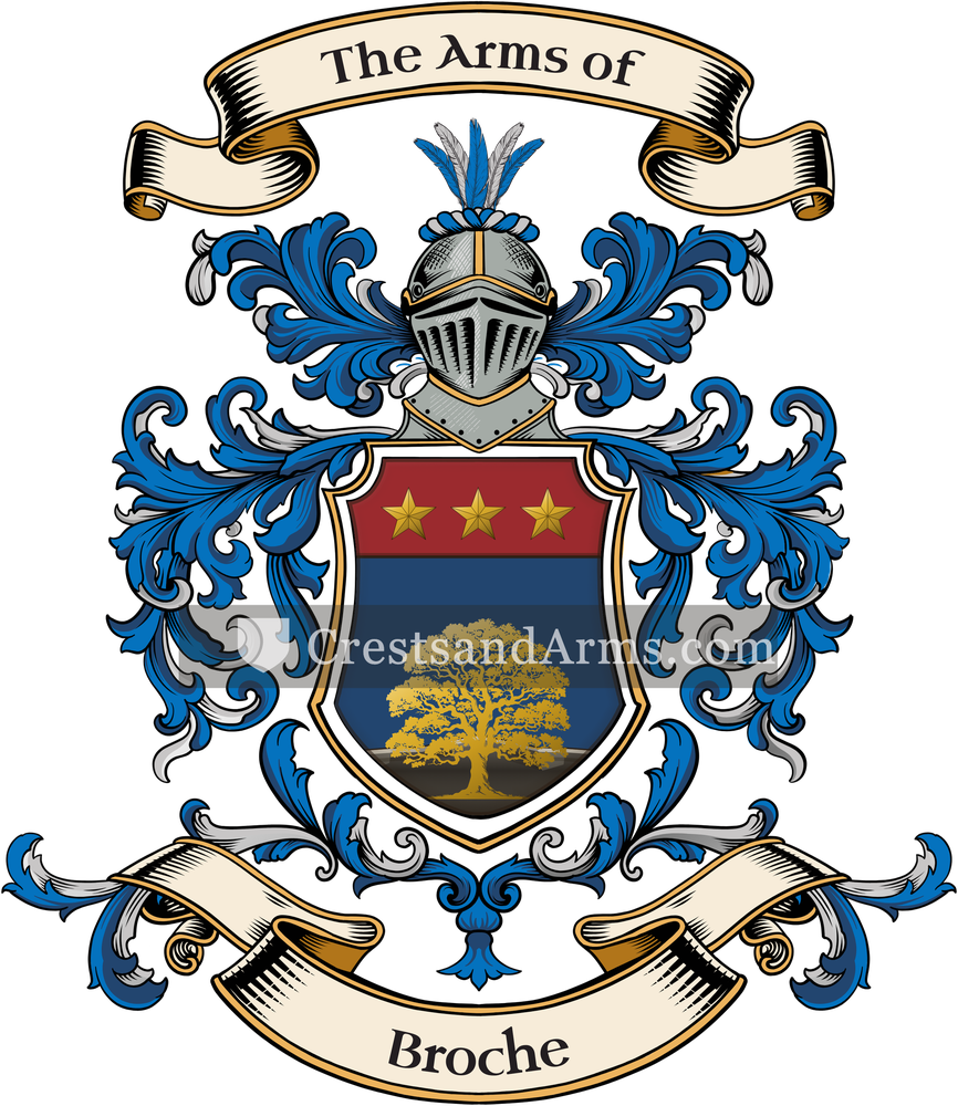 The Broche coat of arms, drawn from the recorded blazon