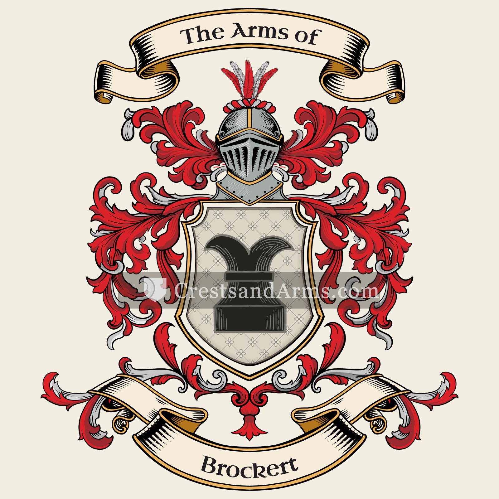 The Brockert coat of arms, drawn from the recorded blazon