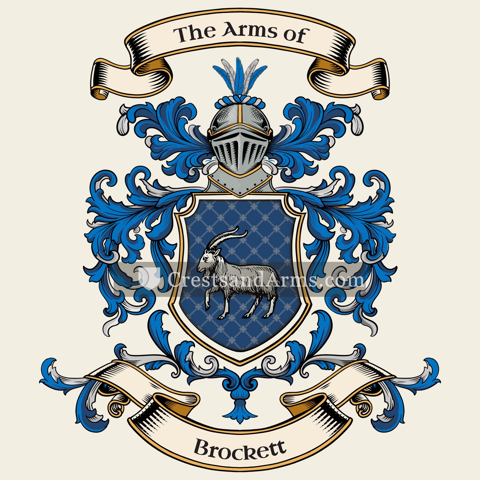 The Brockett coat of arms, drawn from the recorded blazon