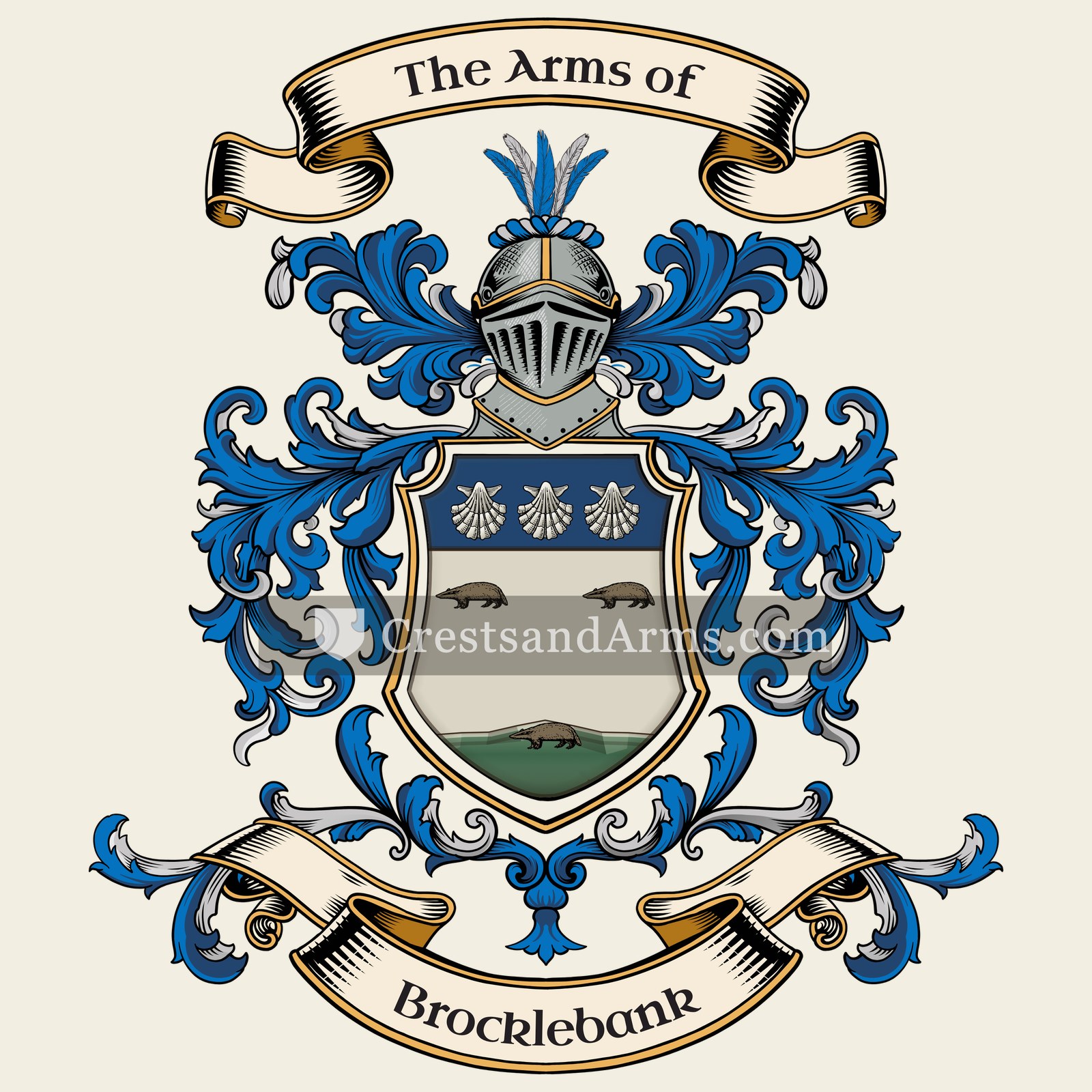 The Brocklebank coat of arms, drawn from the recorded blazon
