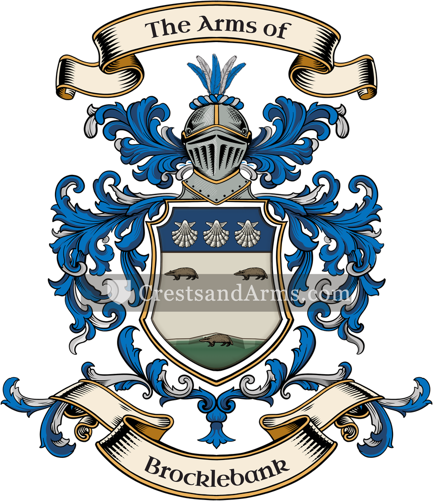 The Brocklebank coat of arms, drawn from the recorded blazon