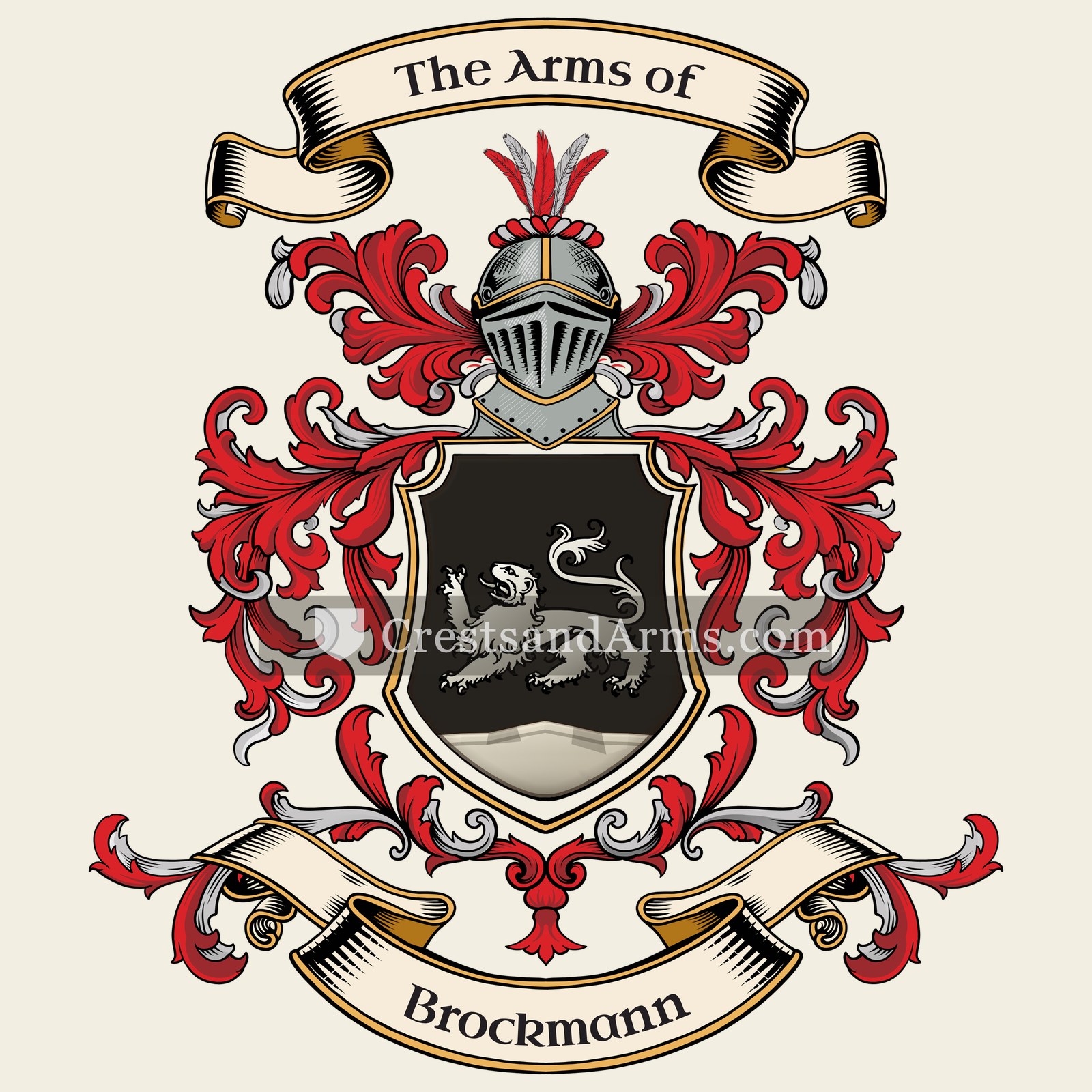 The Brockmann coat of arms, drawn from the recorded blazon