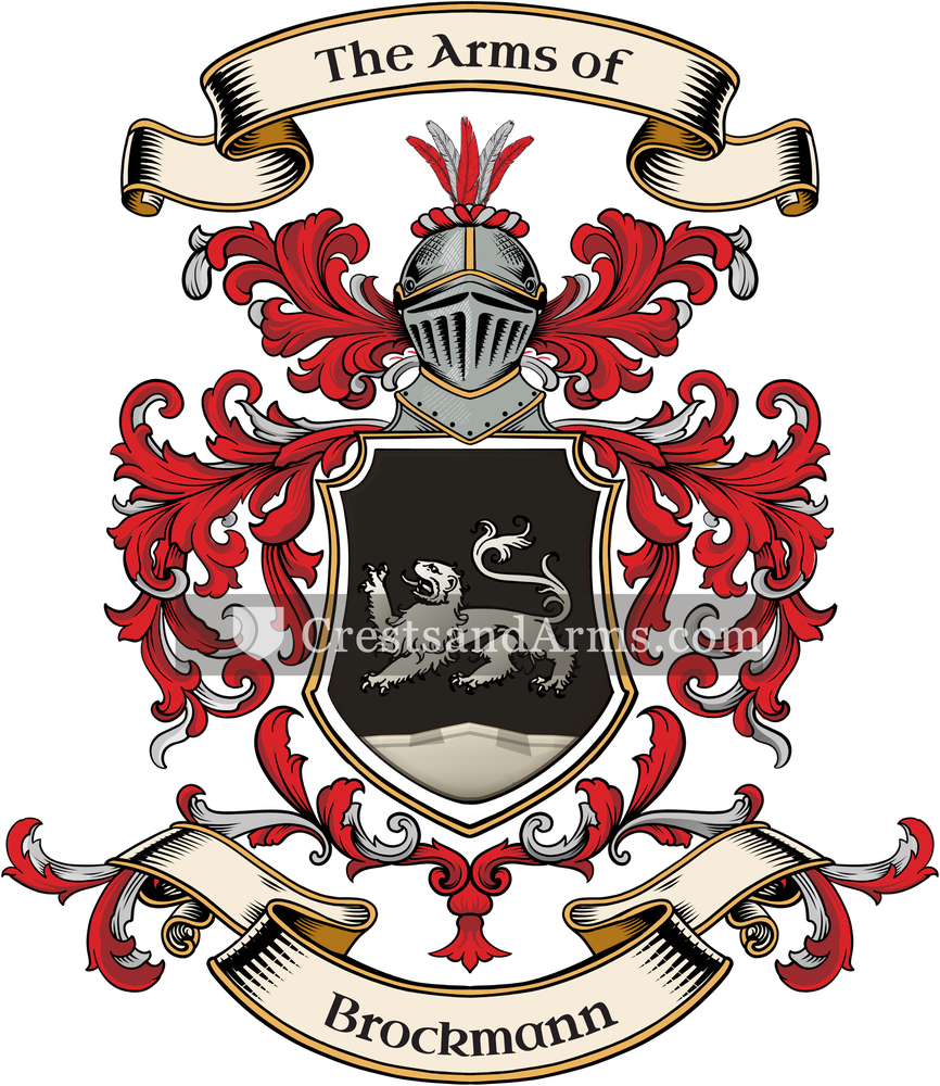 The Brockmann coat of arms, drawn from the recorded blazon