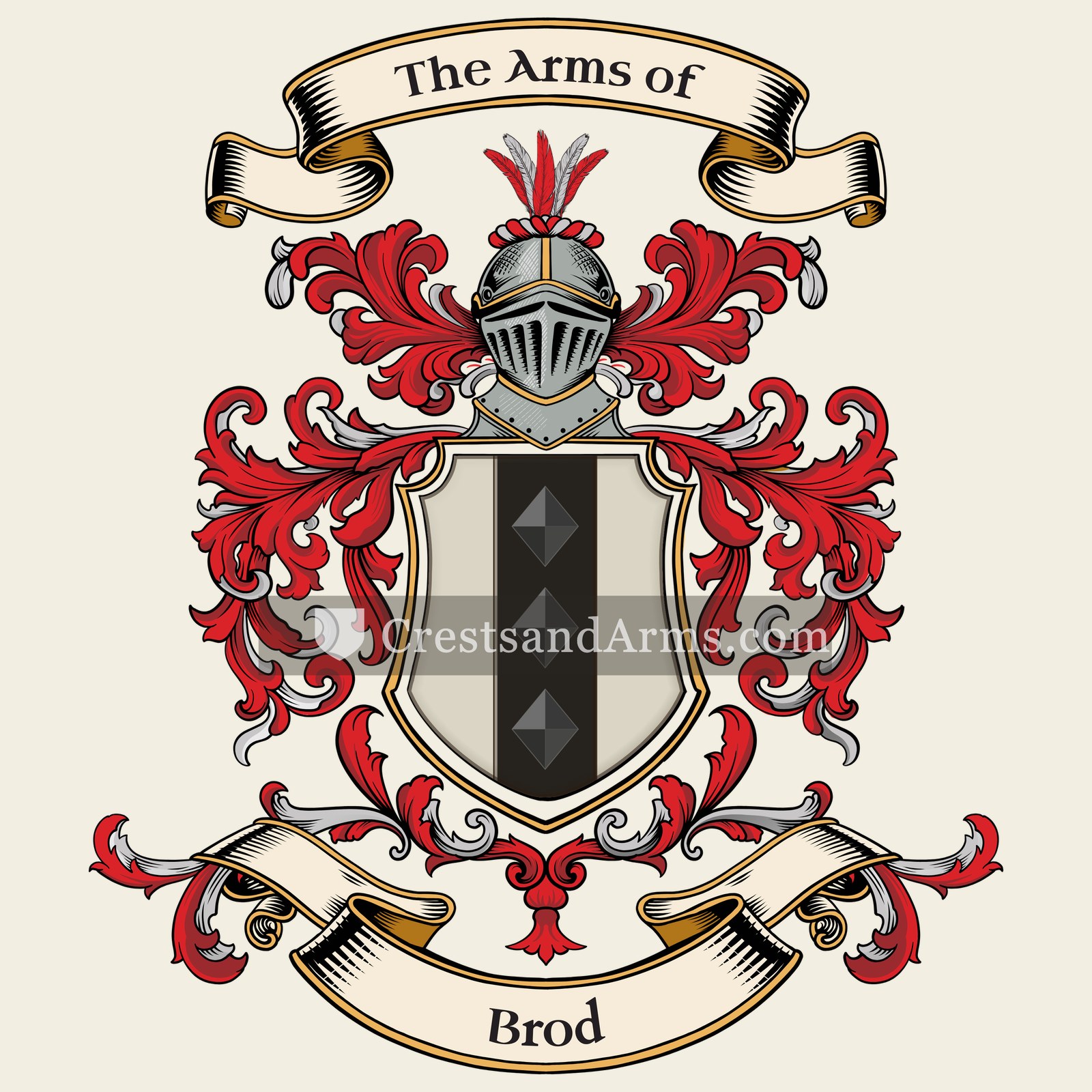 The Brod coat of arms, drawn from the recorded blazon