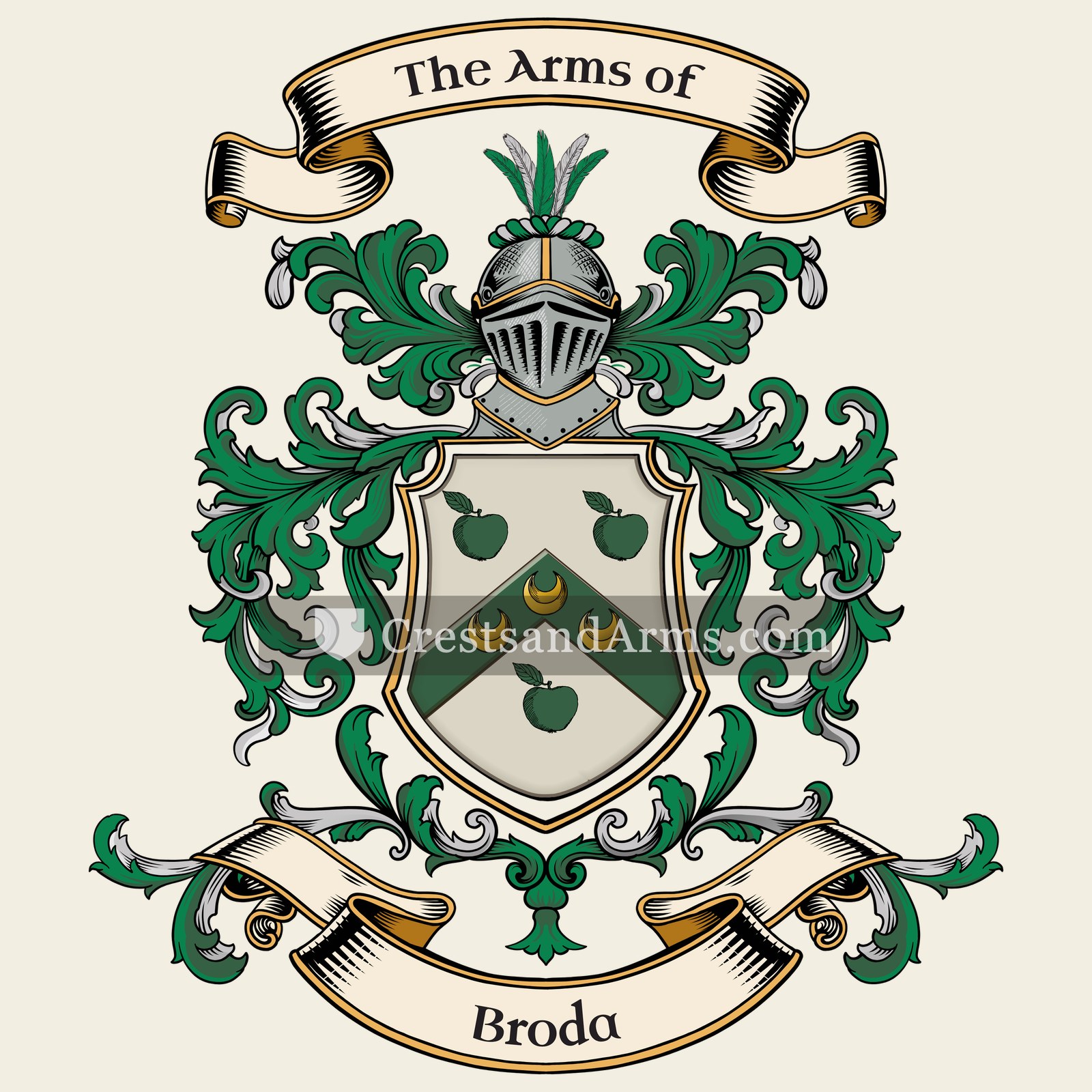 The Broda coat of arms, drawn from the recorded blazon