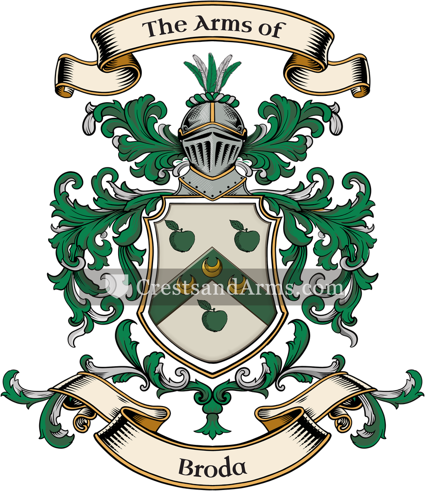 The Broda coat of arms, drawn from the recorded blazon