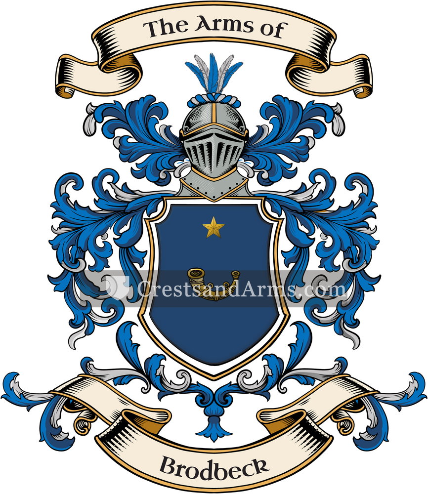 The Brodbeck coat of arms, drawn from the recorded blazon