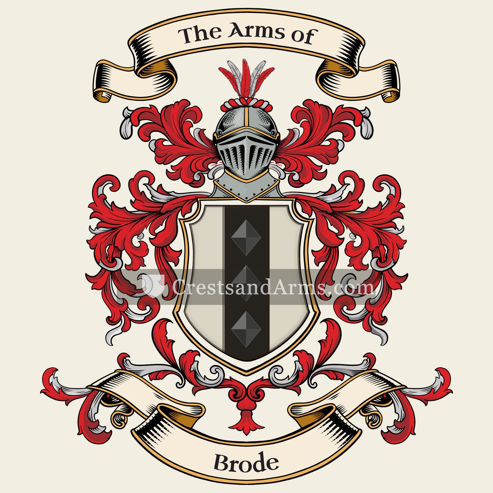 The Brode coat of arms, drawn from the recorded blazon