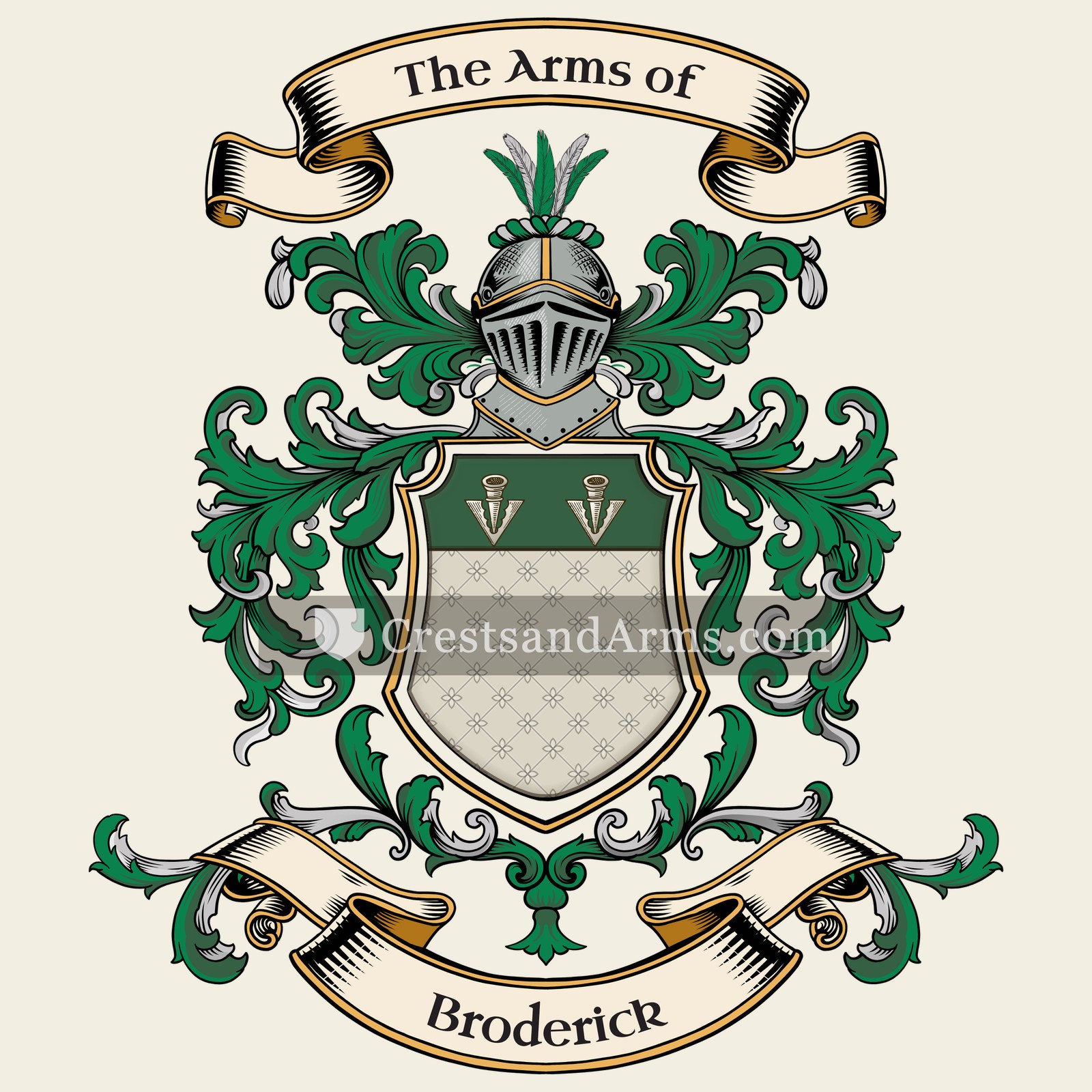 The Broderick coat of arms, drawn from the recorded blazon