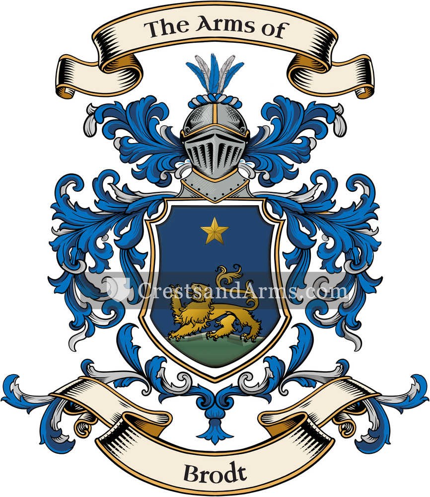 The Brodt coat of arms, drawn from the recorded blazon