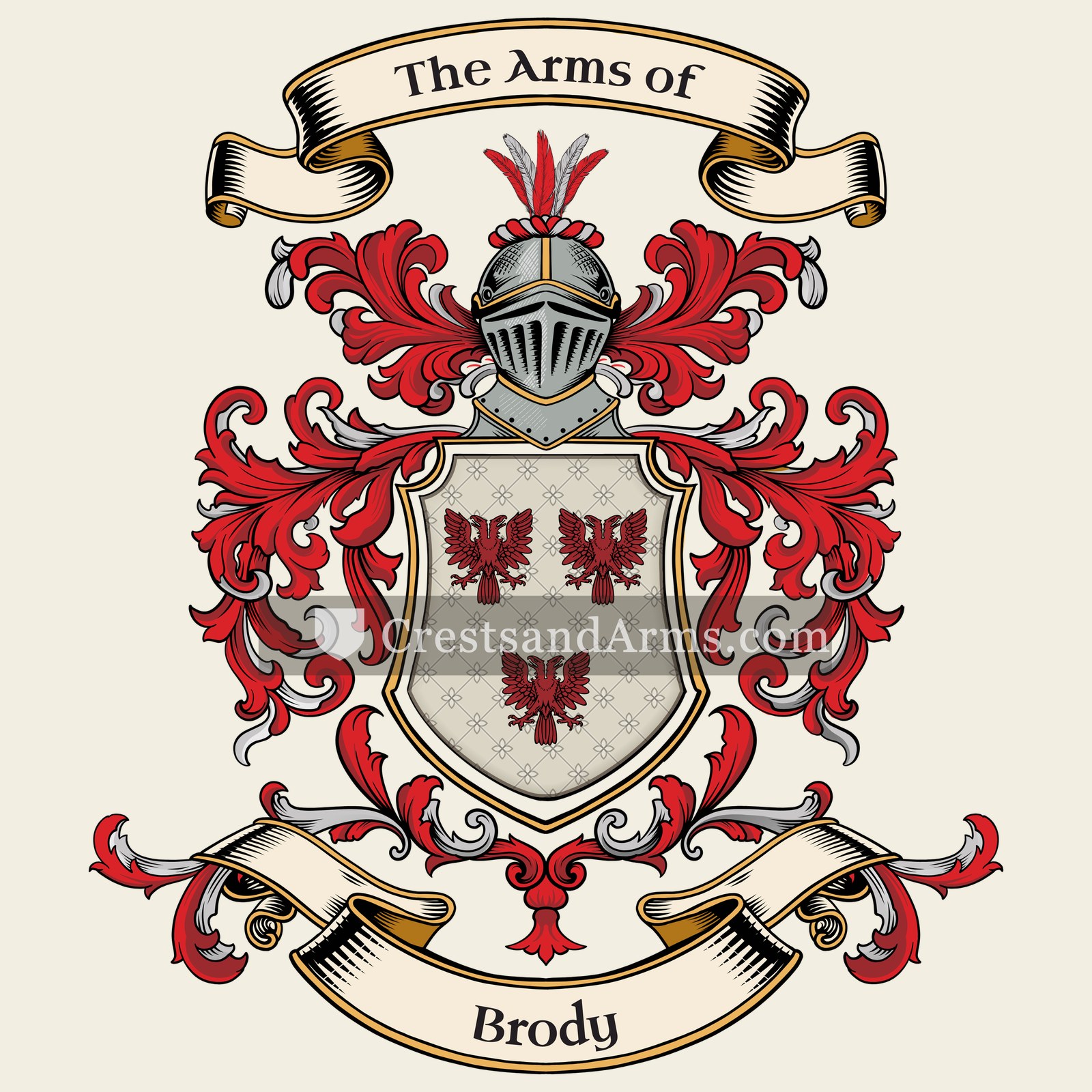 The Brody coat of arms, drawn from the recorded blazon