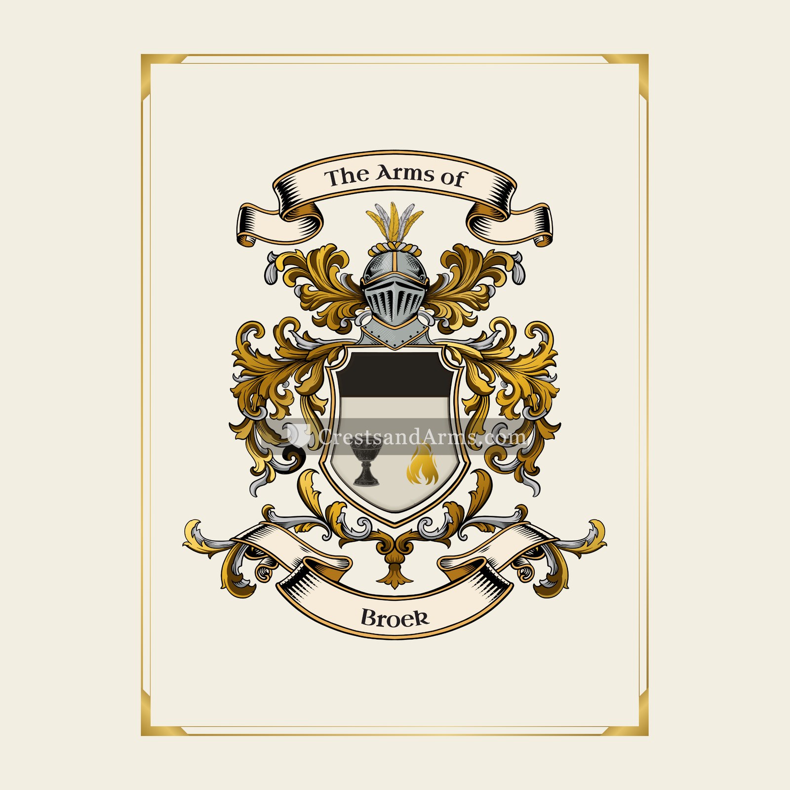 With gold border