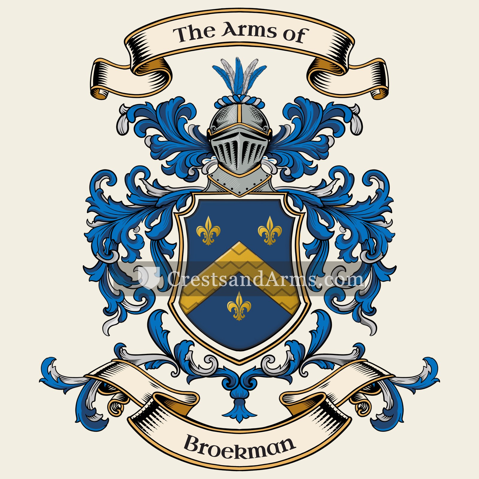 The Broekman coat of arms, drawn from the recorded blazon