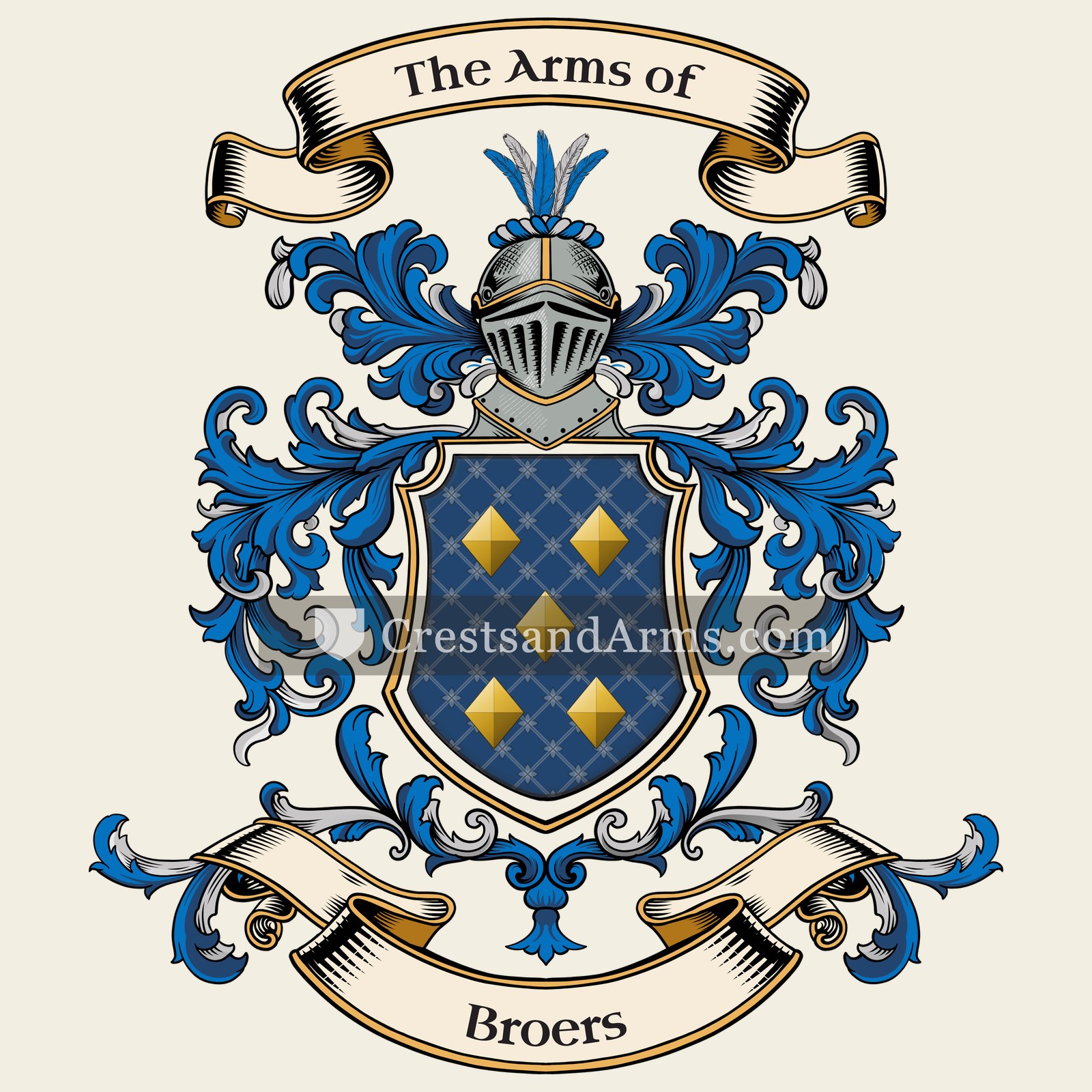 The Broers coat of arms, drawn from the recorded blazon