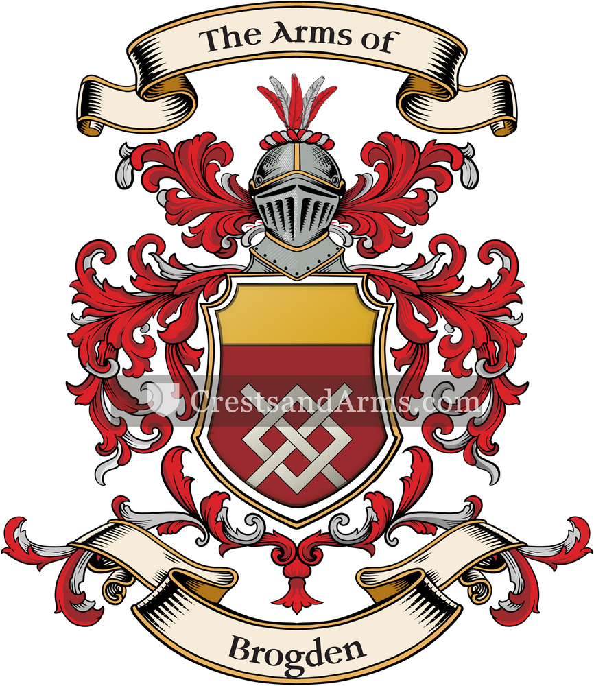 The Brogden coat of arms, drawn from the recorded blazon