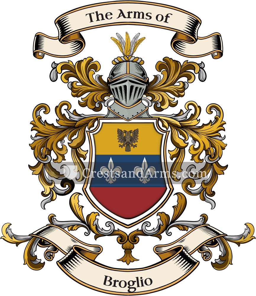 The Broglio coat of arms, drawn from the recorded blazon
