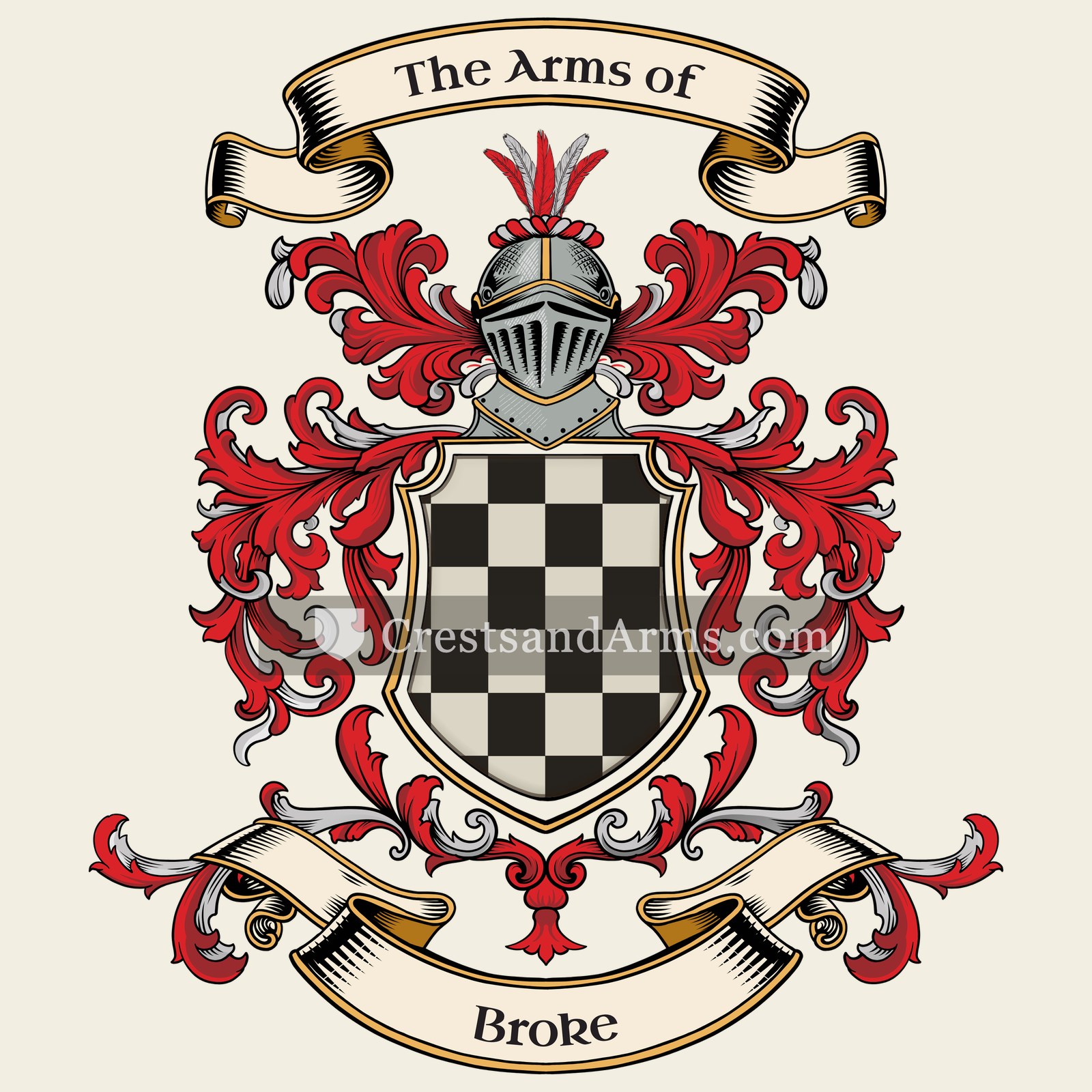 The Broke coat of arms, drawn from the recorded blazon