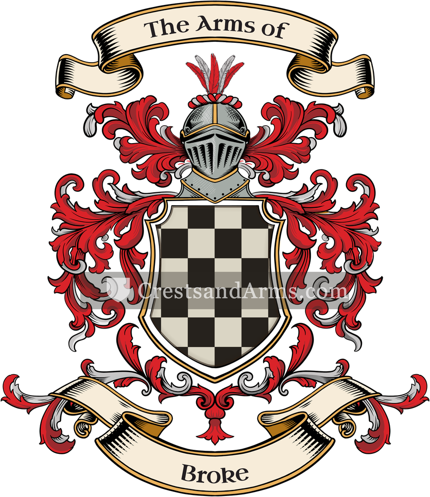 The Broke coat of arms, drawn from the recorded blazon