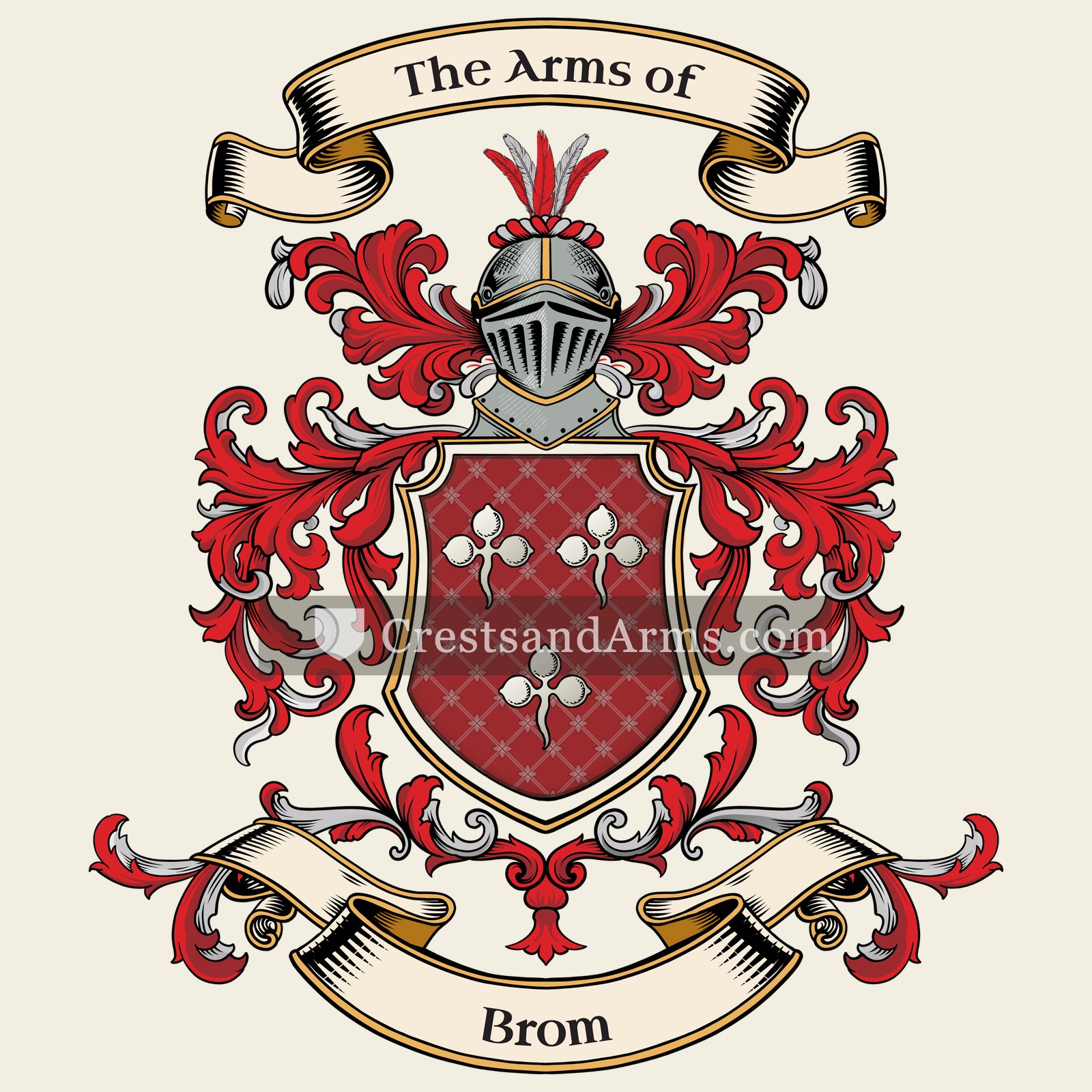 The Brom coat of arms, drawn from the recorded blazon