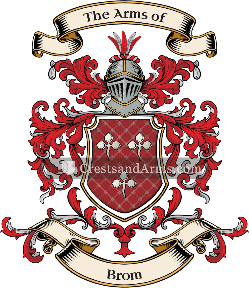 The Brom coat of arms, drawn from the recorded blazon