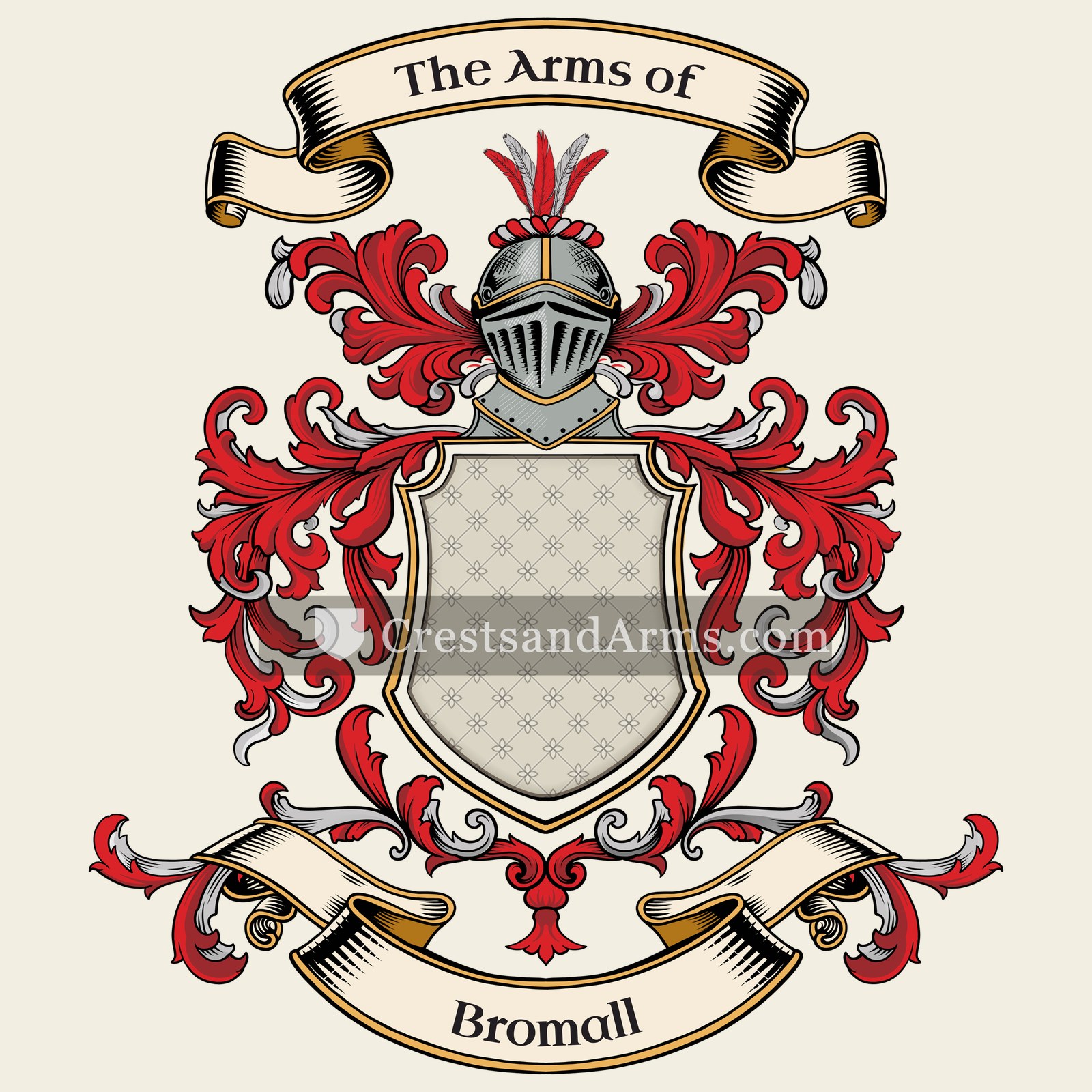 The Bromall coat of arms, drawn from the recorded blazon