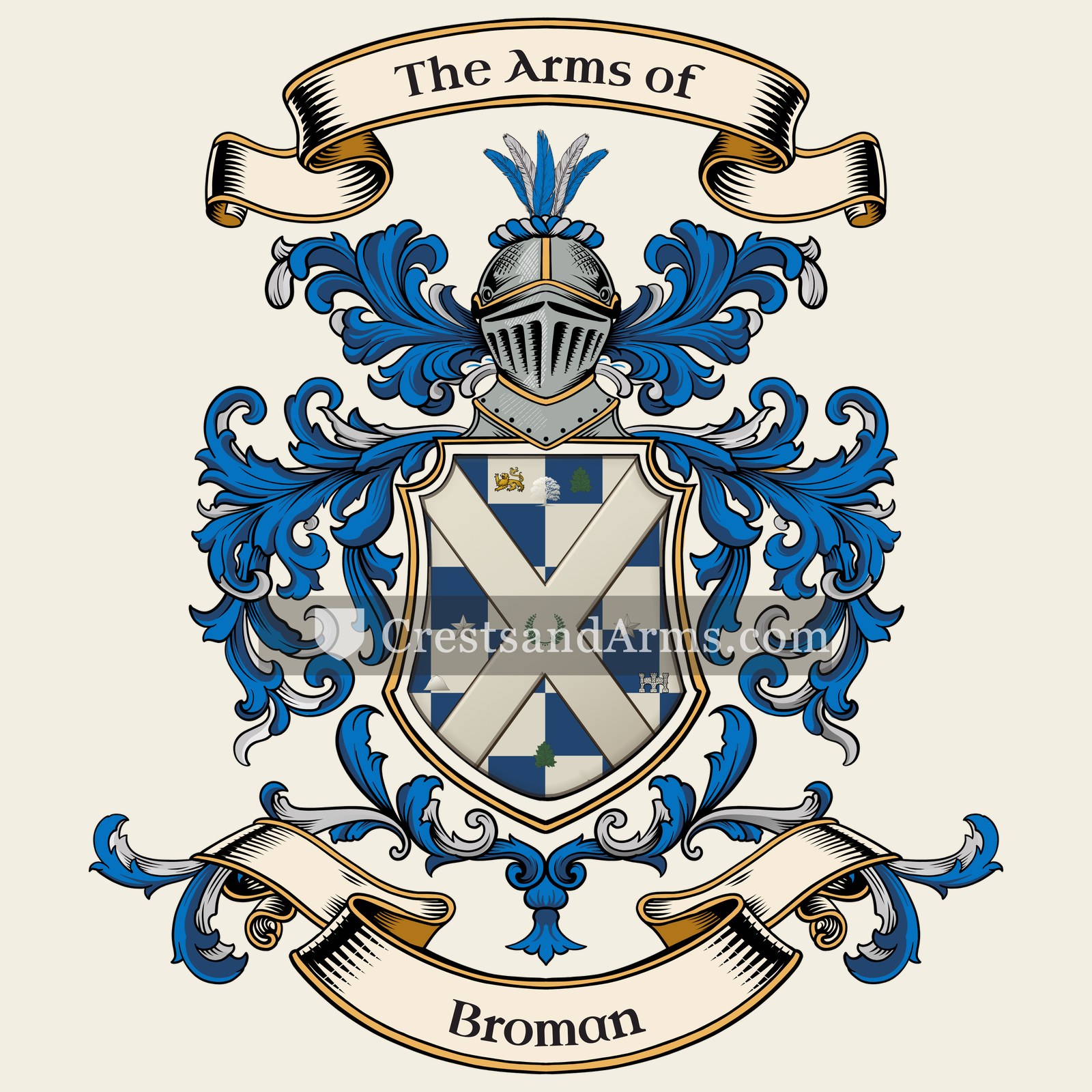 The Broman coat of arms, drawn from the recorded blazon
