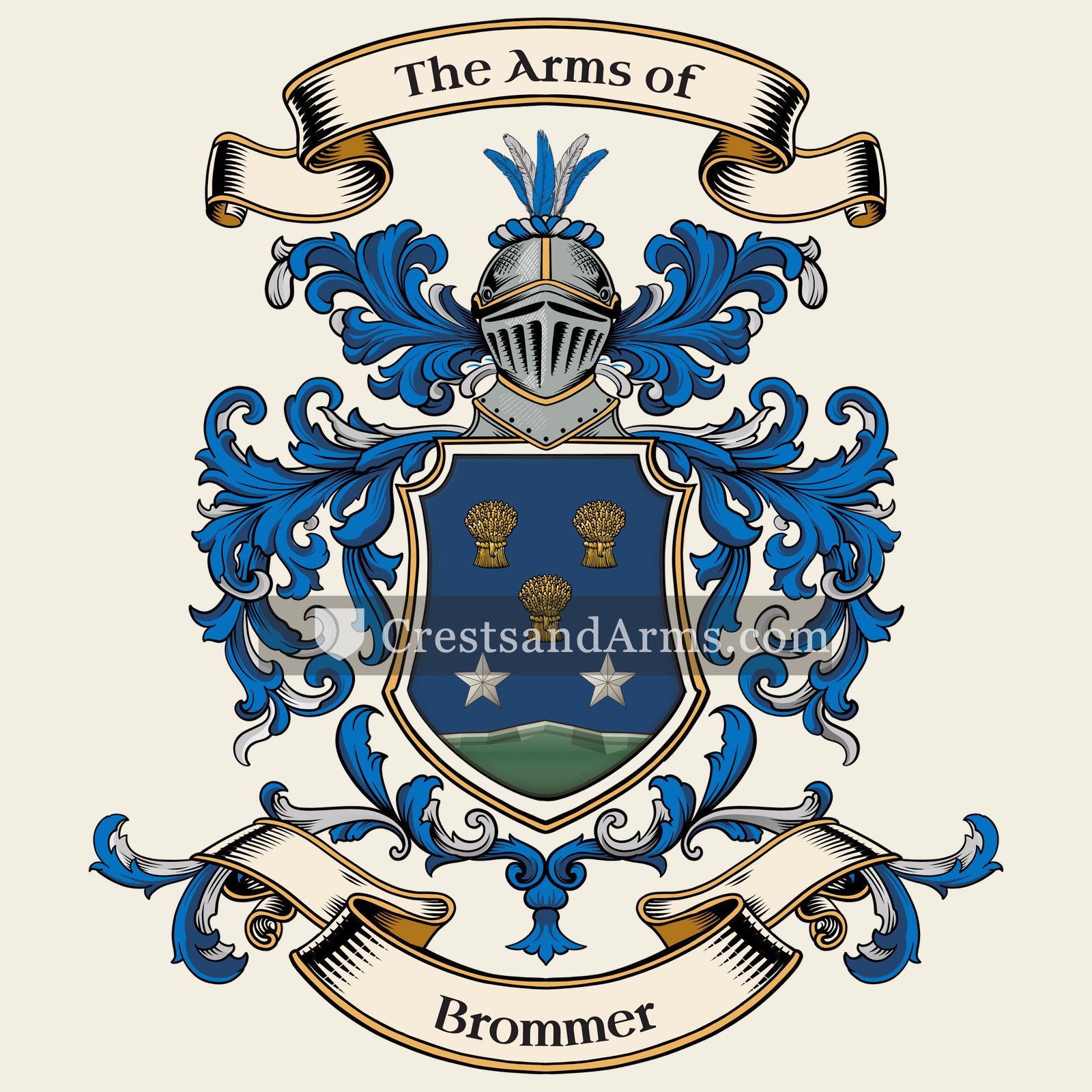 The Brommer coat of arms, drawn from the recorded blazon