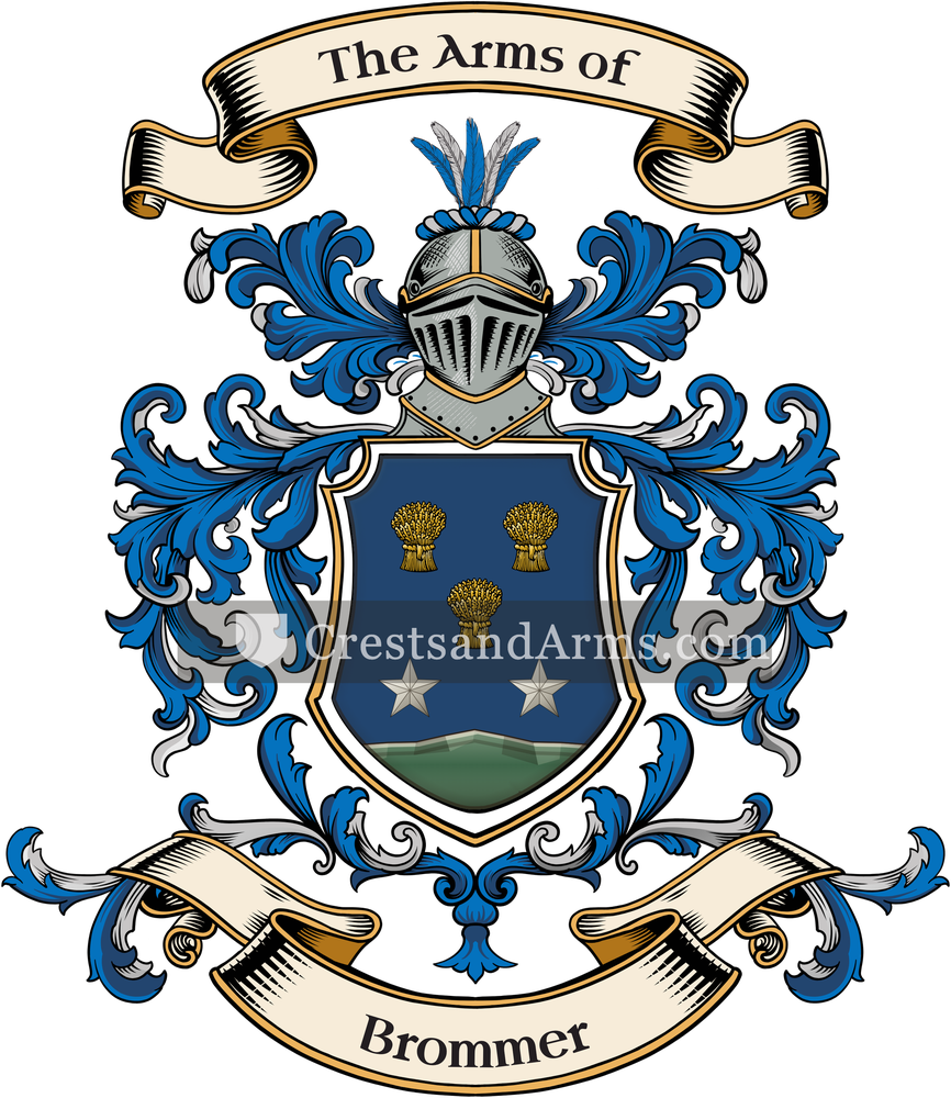 The Brommer coat of arms, drawn from the recorded blazon
