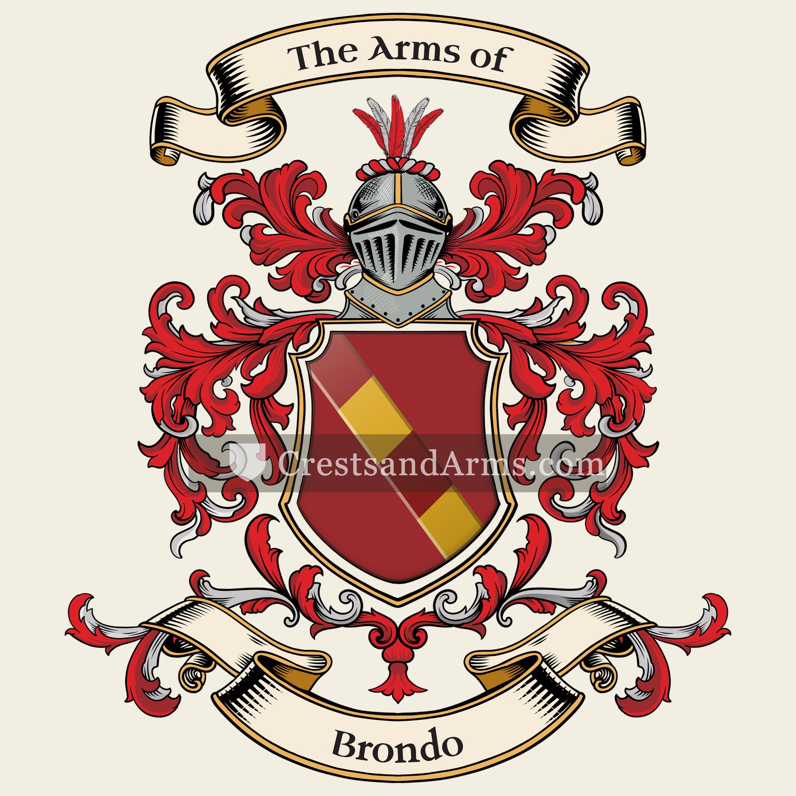 The Brondo coat of arms, drawn from the recorded blazon