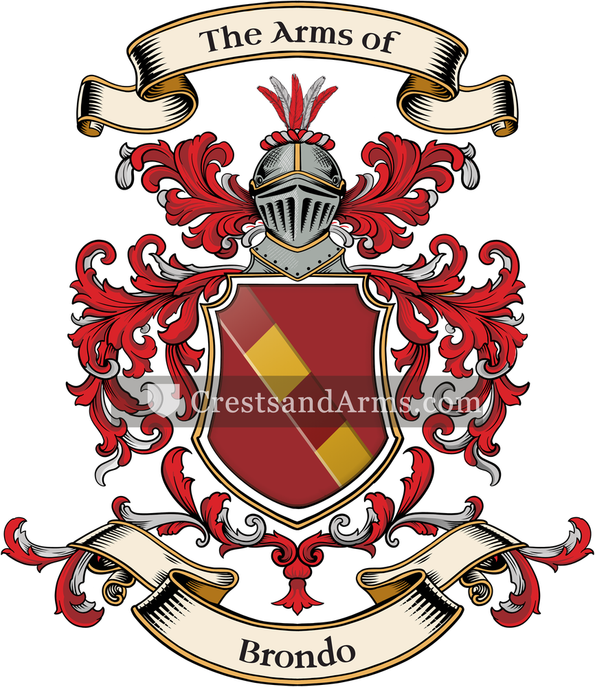 The Brondo coat of arms, drawn from the recorded blazon