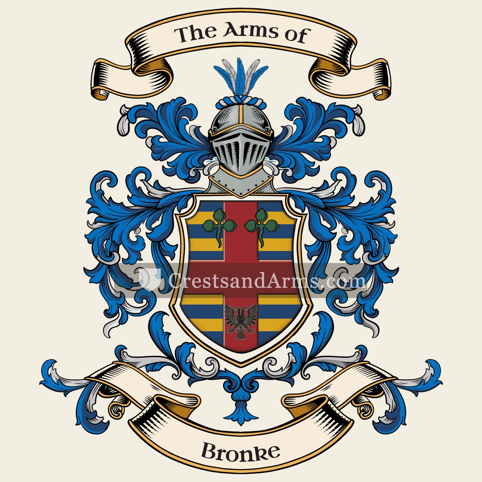 The Bronke coat of arms, drawn from the recorded blazon