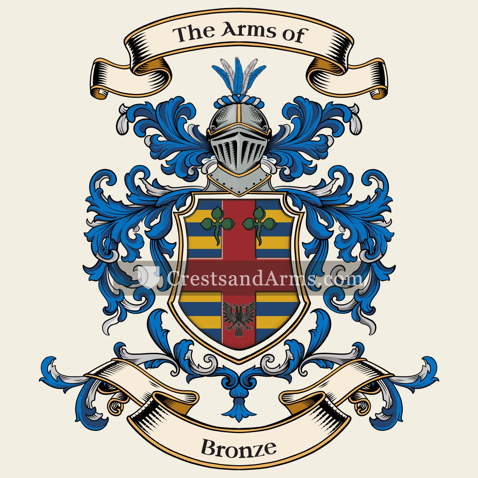 The Bronze coat of arms, drawn from the recorded blazon