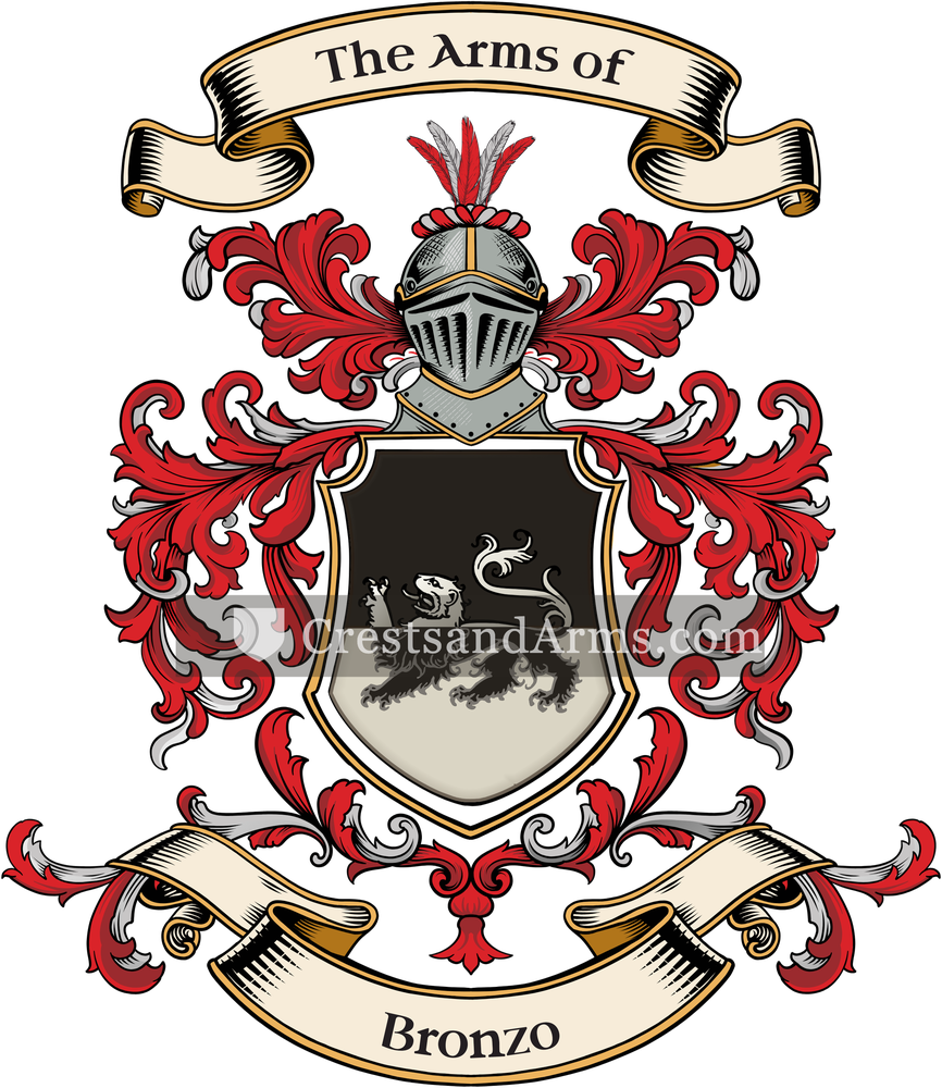 The Bronzo coat of arms, drawn from the recorded blazon