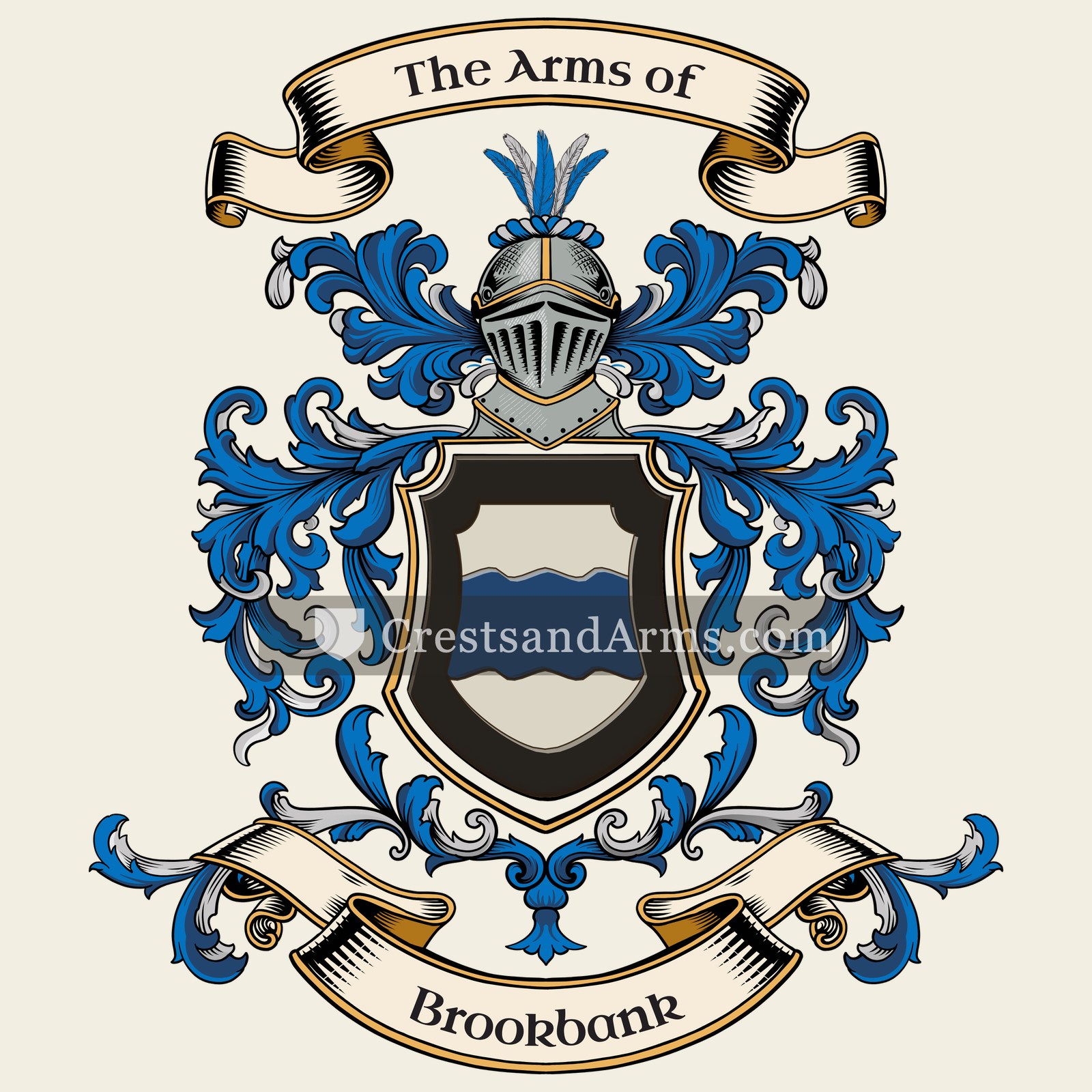 The Brookbank coat of arms, drawn from the recorded blazon