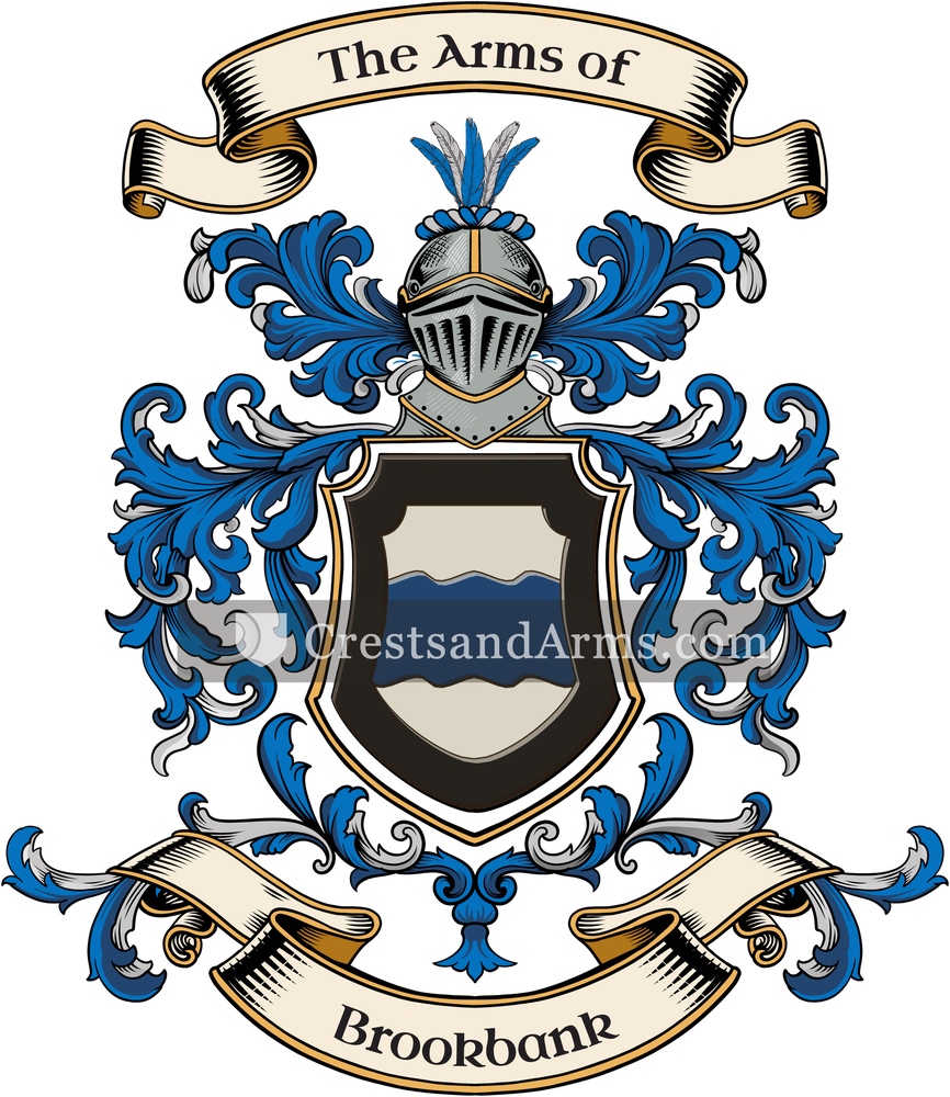 The Brookbank coat of arms, drawn from the recorded blazon